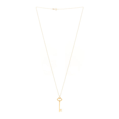 Tiffany 18K Yellow Gold Vintage Oval Key Pendant Bead Chain Necklace 1 of 5