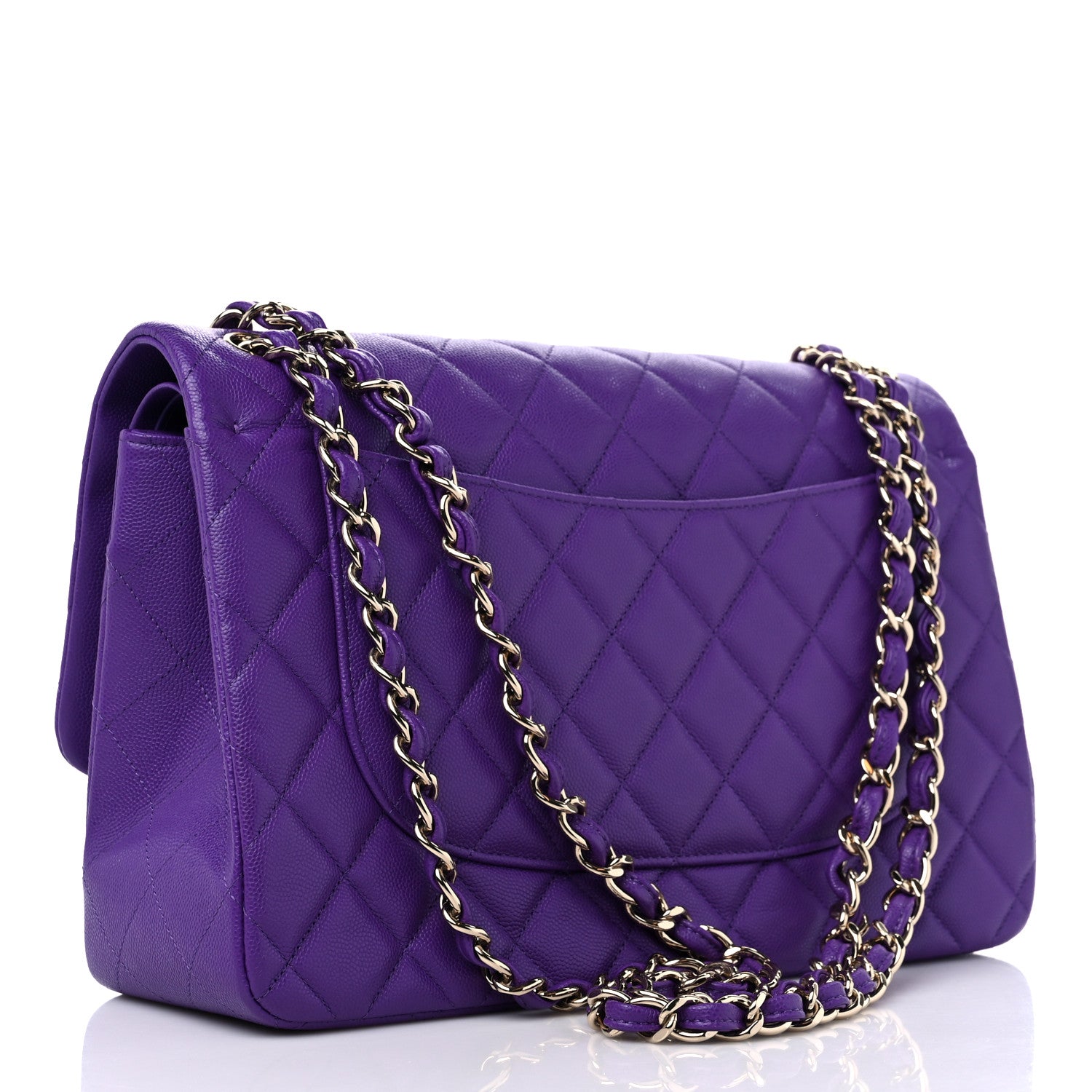 Chanel Caviar Quilted Jumbo Double Flap Dark Purple 3 of 12