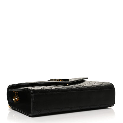 Saint Laurent Grain De Poudre Textured Mixed Matelasse Triquilt Medium Monogram Satchel Black 4 of 10