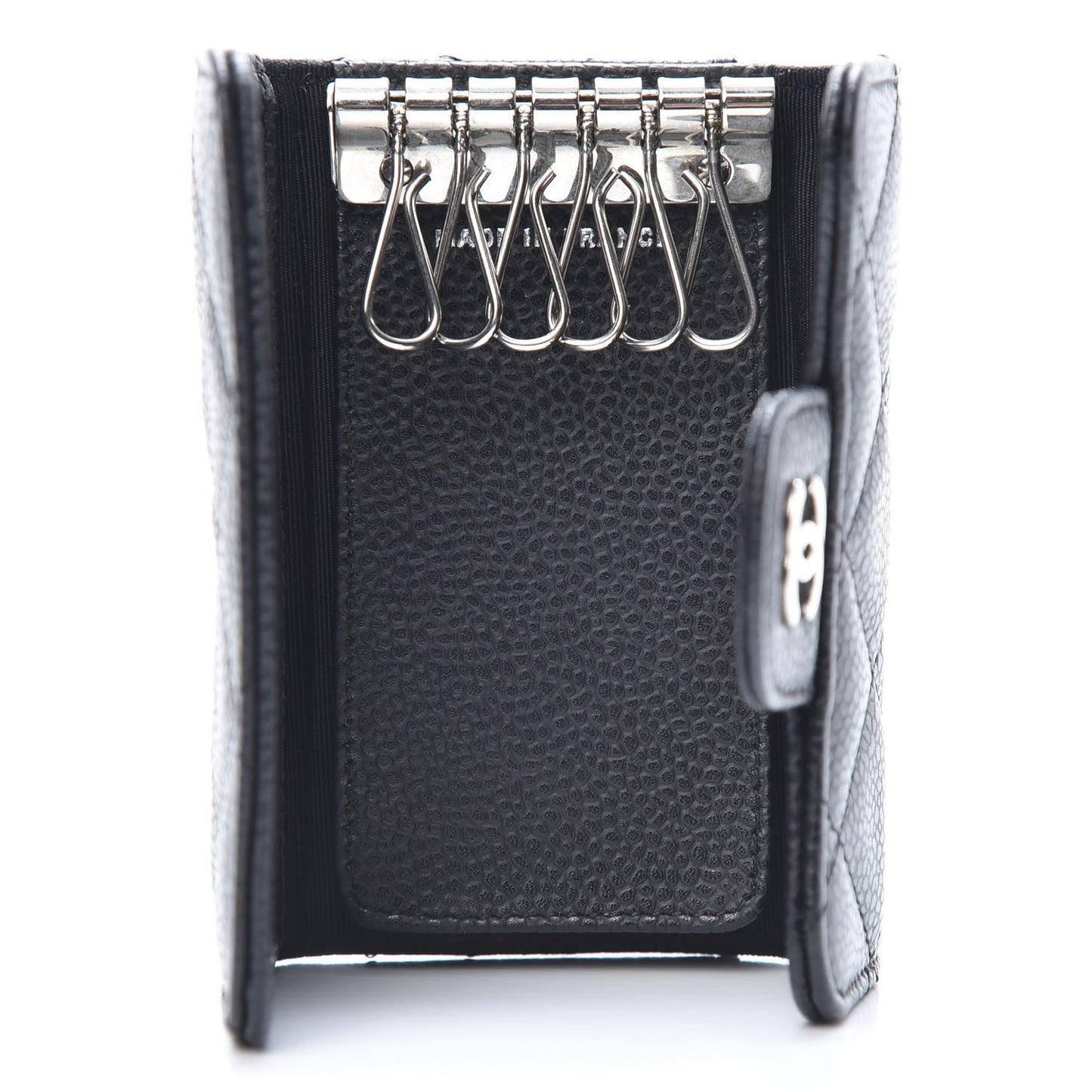 Caviar Quilted 6 Key Holder Black