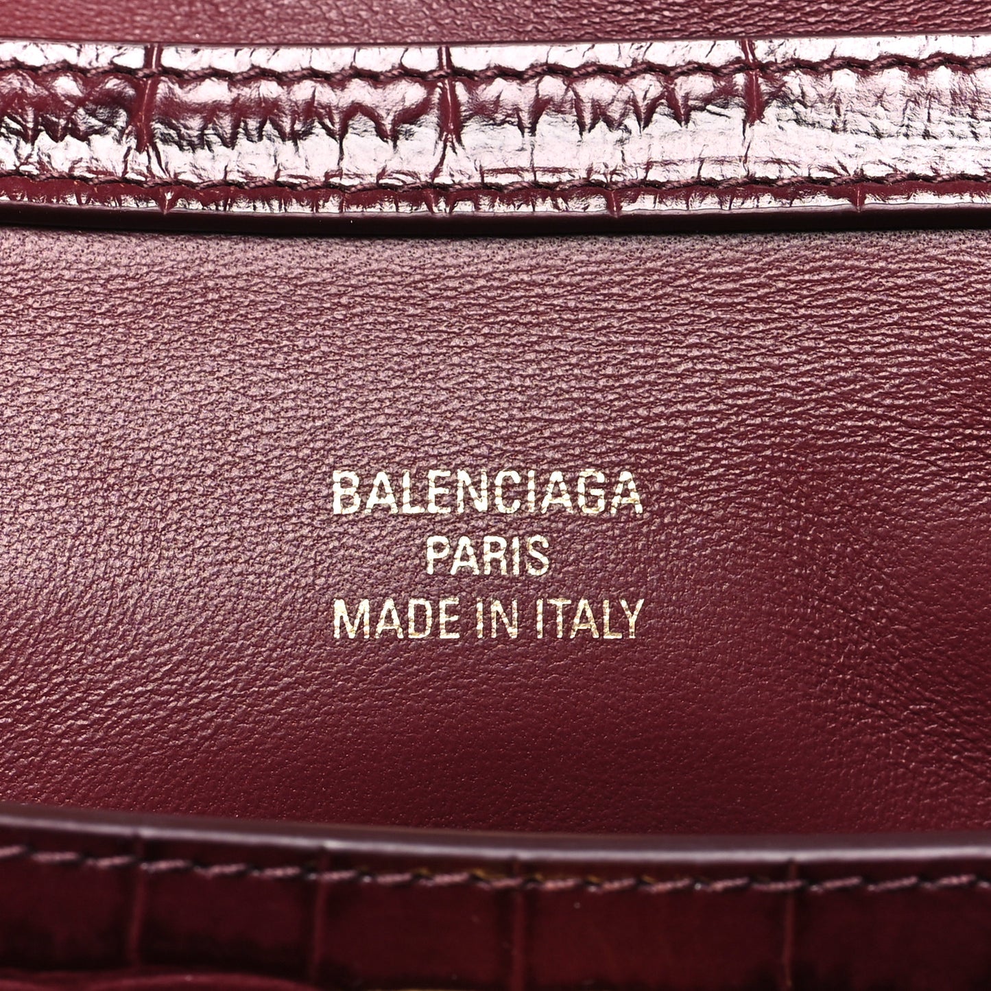 Shiny Calfskin Crocodile Embossed Mini Rodeo Top Handle Handbag Dark Burgundy