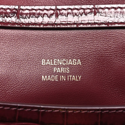 Balenciaga Shiny Calfskin Crocodile Embossed Mini Rodeo Top Handle Handbag Dark Burgundy 6 of 10