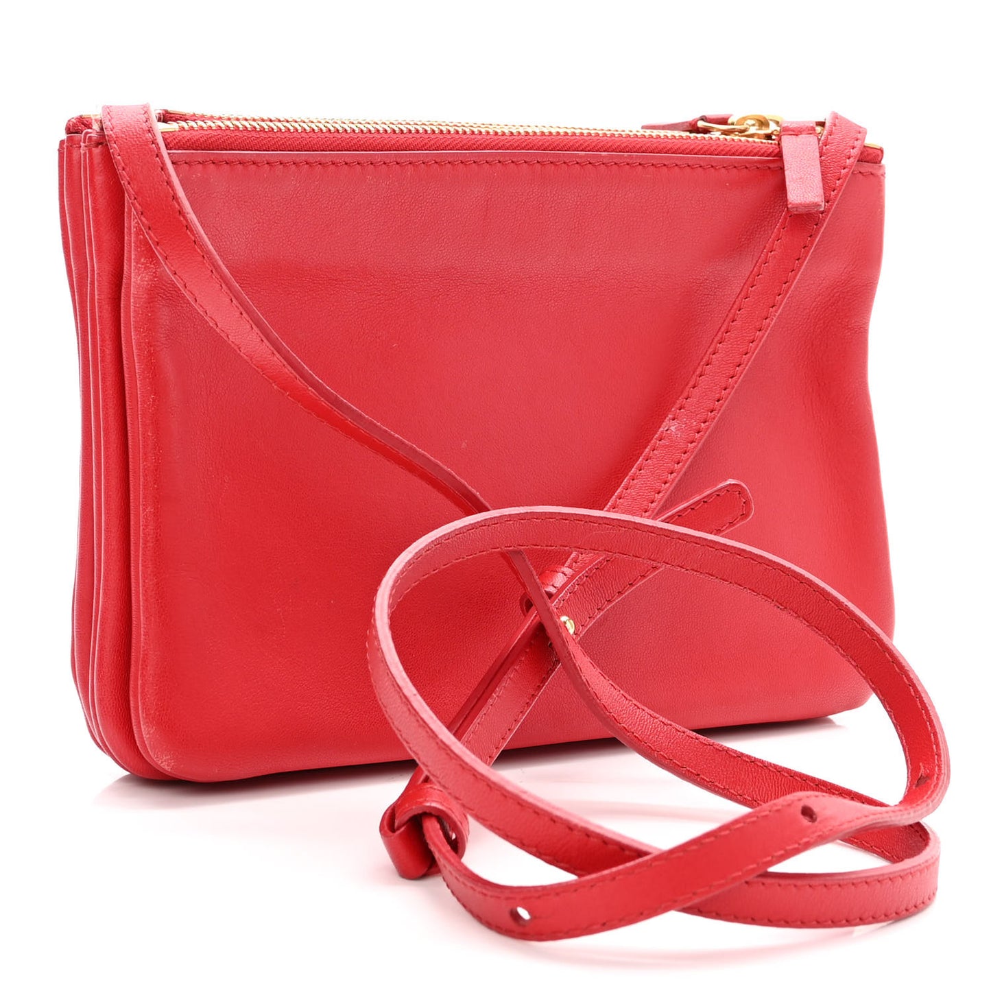 Lambskin Small Trio Crossbody Bag Red