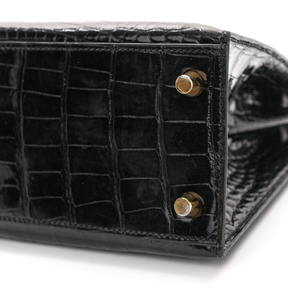 Hermes Shiny Alligator Kelly Sellier 25 Black 10 of 14