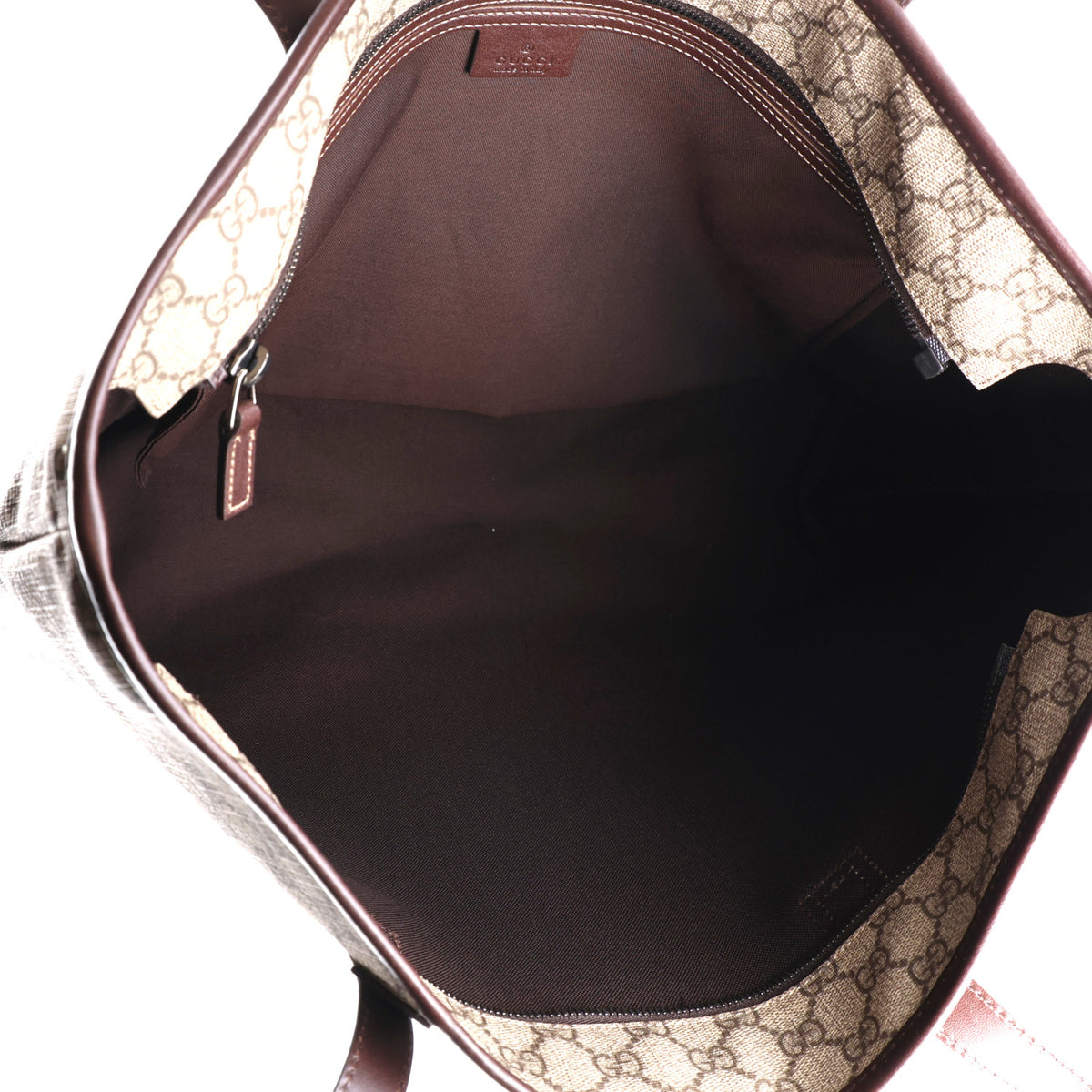 Gucci GG Supreme Monogram Medium Zippered Shopping Tote Dark Brown 4 of 9