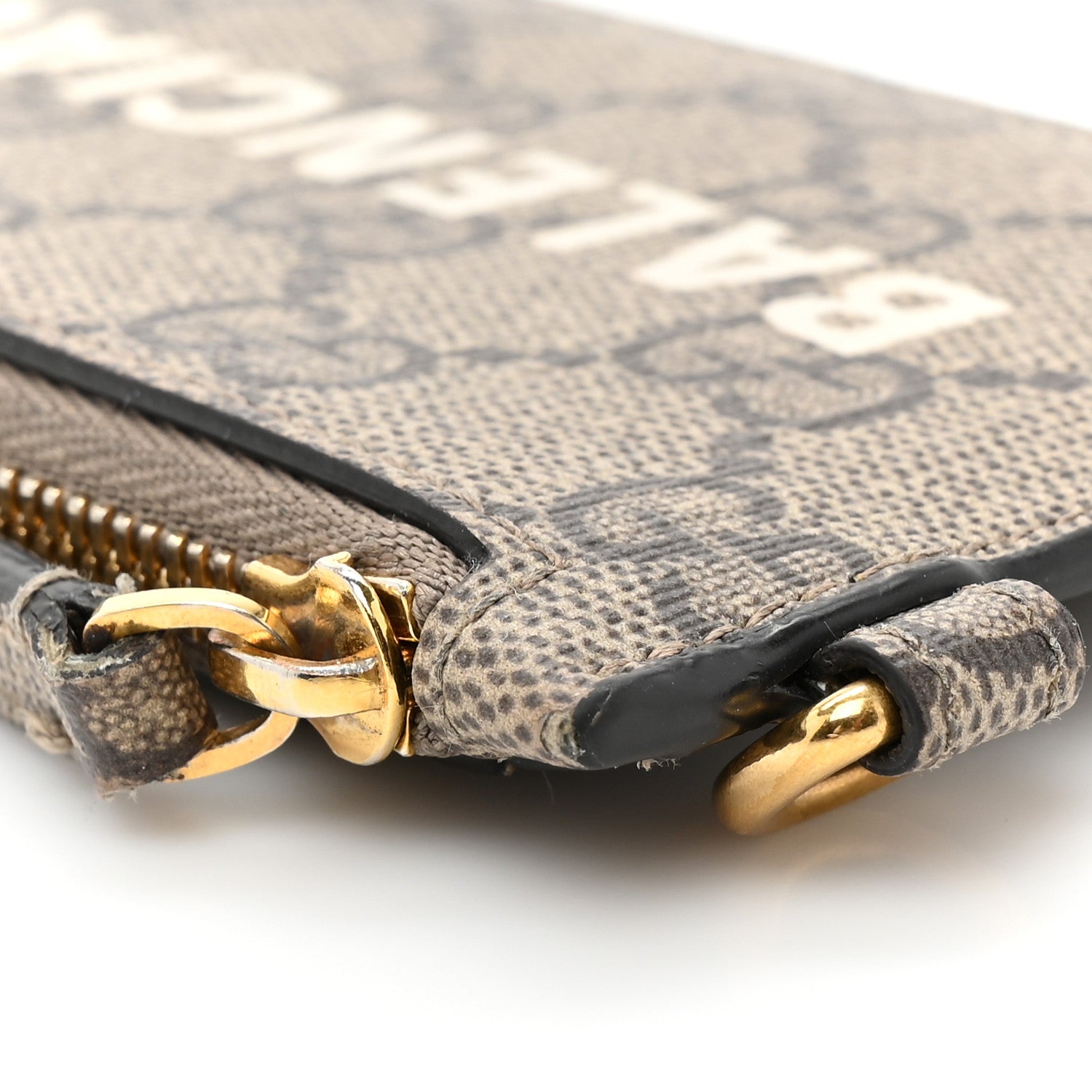 Gucci X BALENCIAGA GG Supreme Monogram Logo Card Case With Strap Beige Ebony 9 of 11
