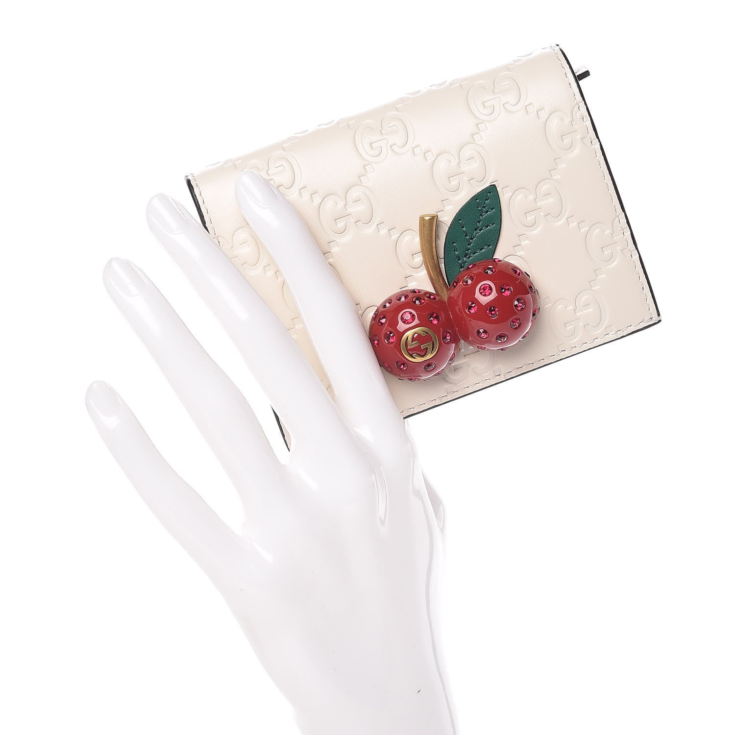 Gucci Guccissima Cherries Card Case Wallet White 2 of 10