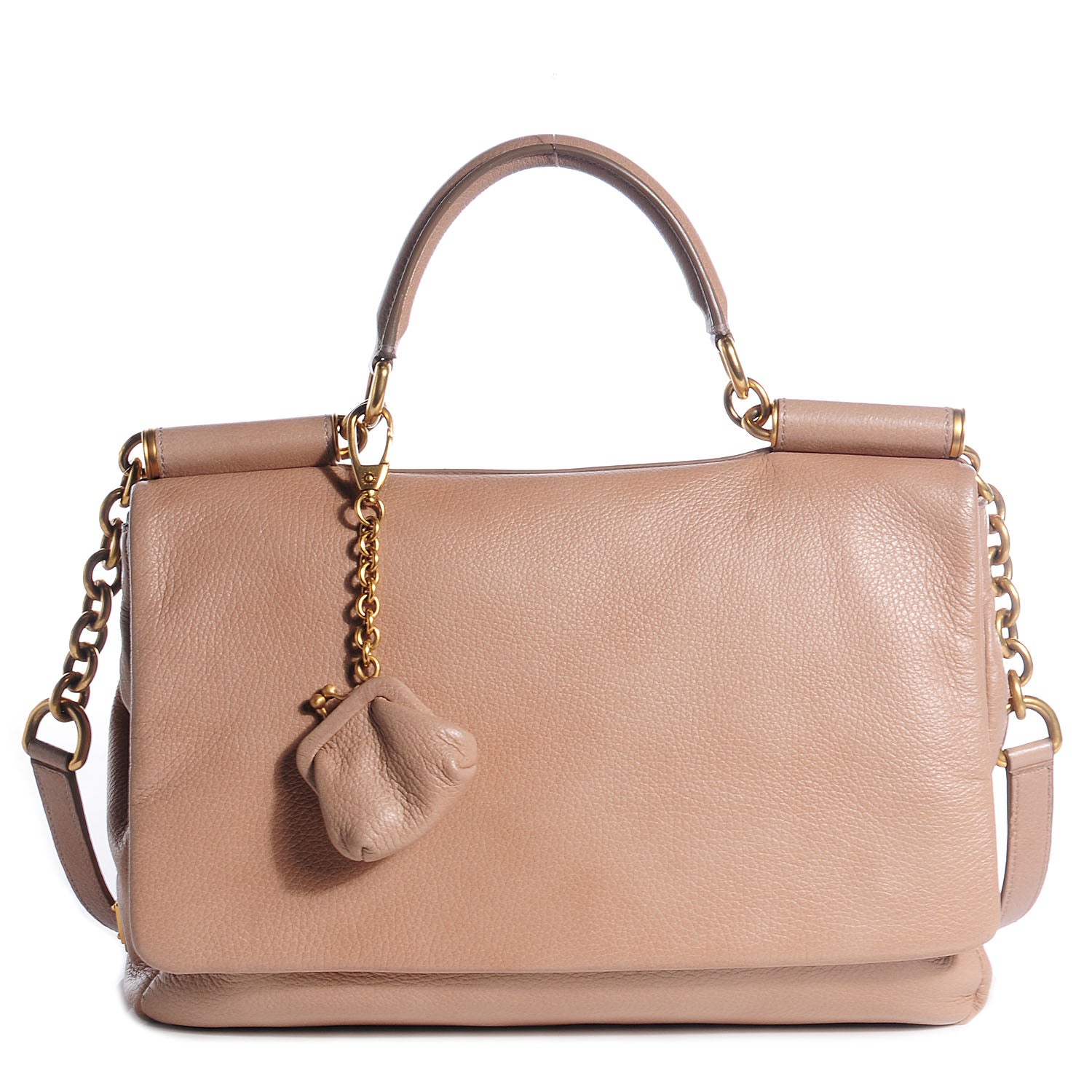 Dolce & Gabbana Grained Deerskin Large Miss Sicily Satchel Nude 1 of 8