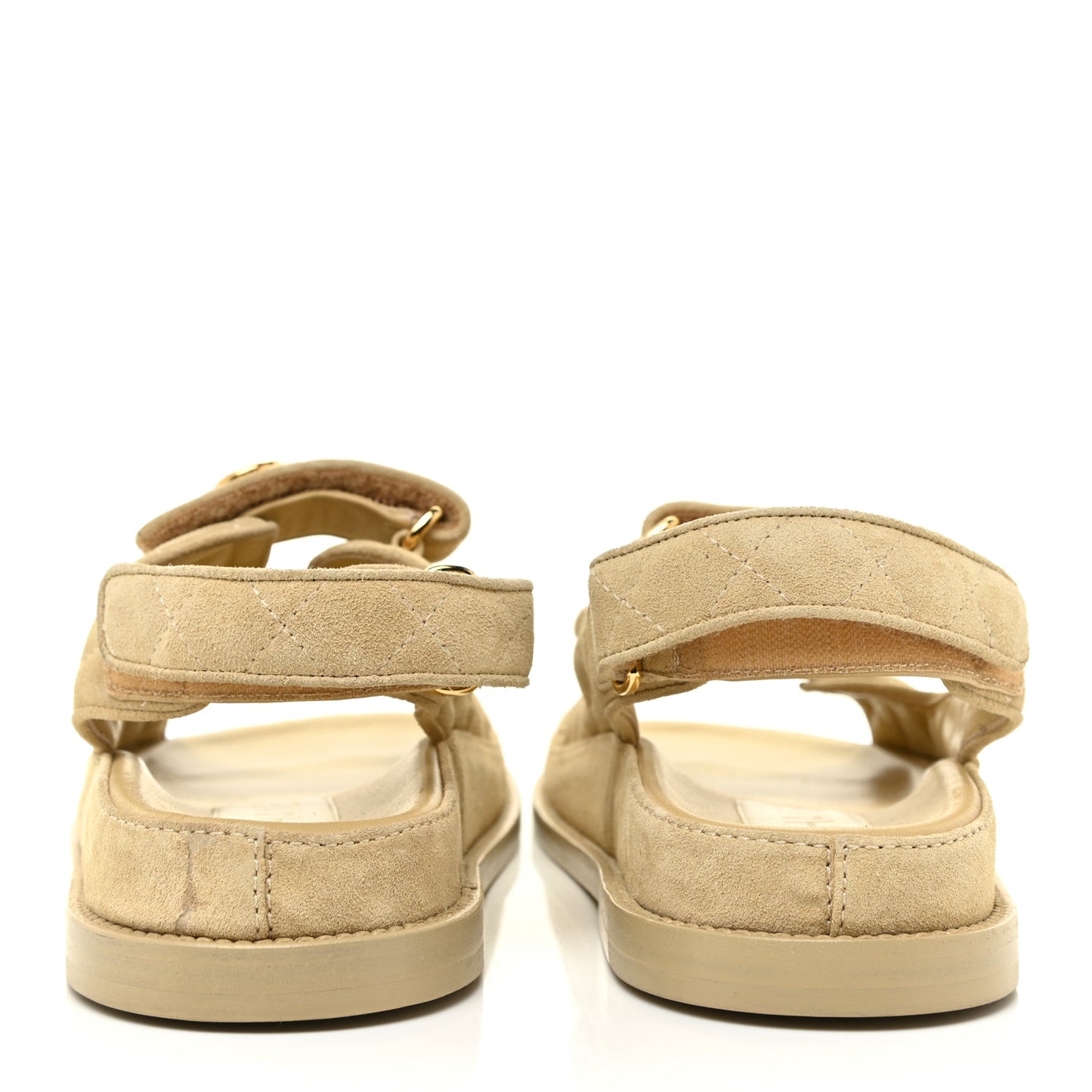 Suede Calfskin Velcro Dad Sandals 37.5 Beige