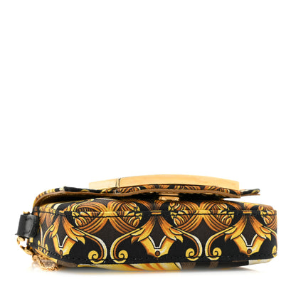 Fendi X VERSACE Silk Fendace FF Baroque Nano Brooch Baguette Black Gold 4 of 8