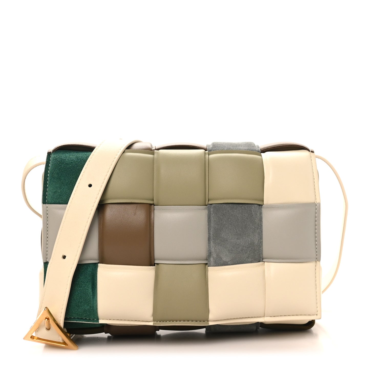 Nappa Suede Maxi Intreccio Padded Cassette Crossbody Bag Natural Soft Candy Sea Salt Multicolor