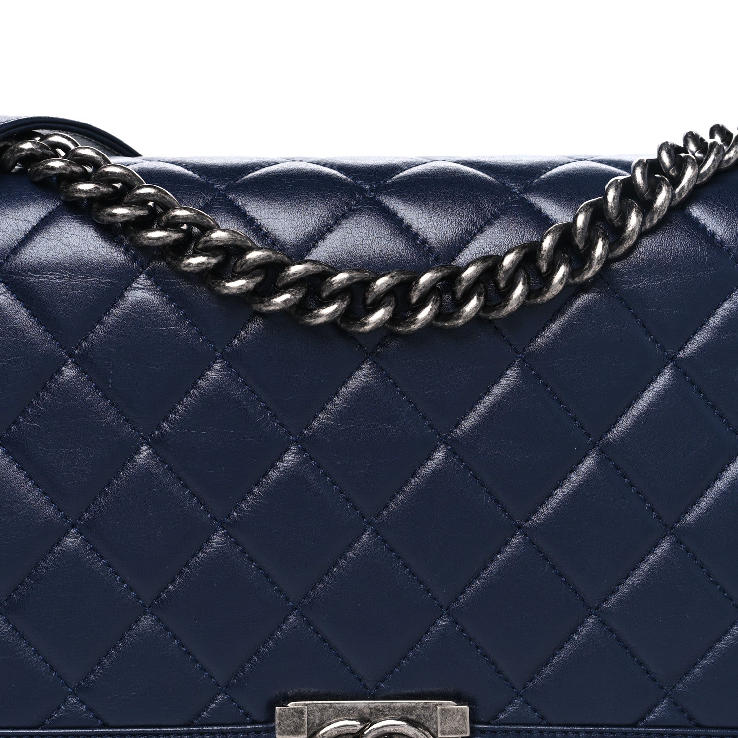 Chanel Lambskin Quilted New Medium Boy Flap Dark Navy Blue 8 of 14