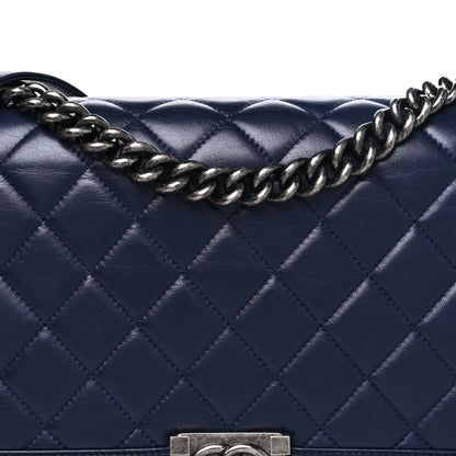 Chanel Lambskin Quilted New Medium Boy Flap Dark Navy Blue 8 of 14