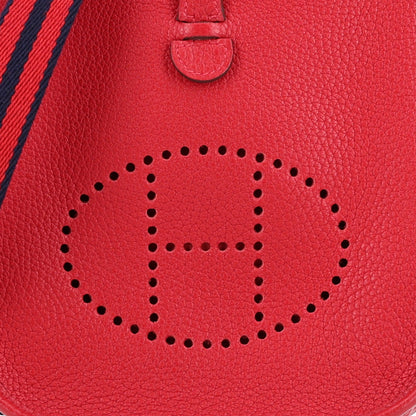 Hermes Taurillon Clemence Amazone Evelyne TPM Rouge Casaque Bleu Saphir 7 of 9