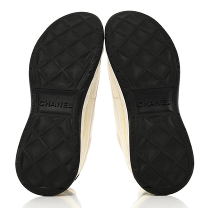 Chanel Velvet Calfskin Mixed Fibers CC Sneakers 40.5 Ivory Black 5 of 8