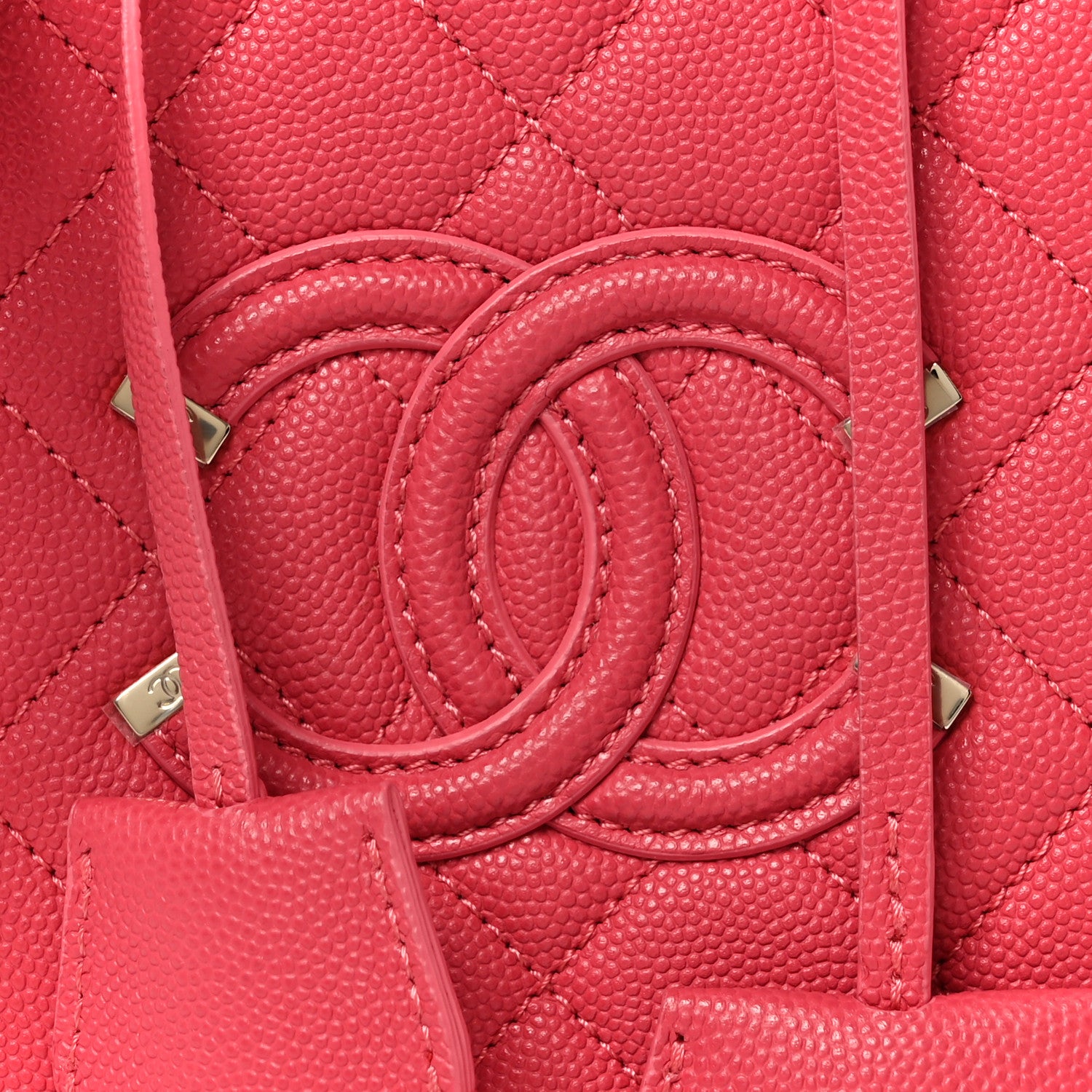 Chanel Caviar Quilted CC North South Filigree Vanity Case Pink 8 of 11
