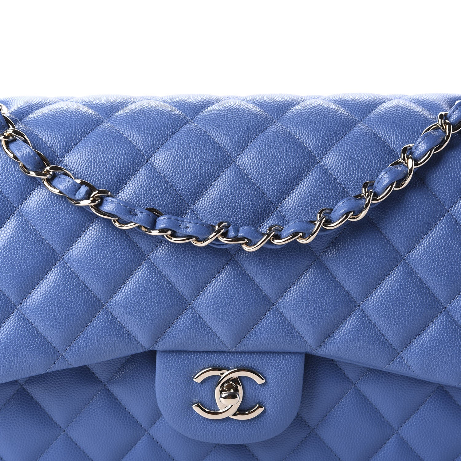 Chanel Caviar Quilted Jumbo Double Flap Blue 11 of 12