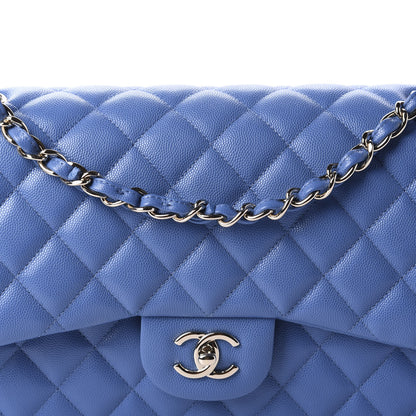 Chanel Caviar Quilted Jumbo Double Flap Blue 11 of 12