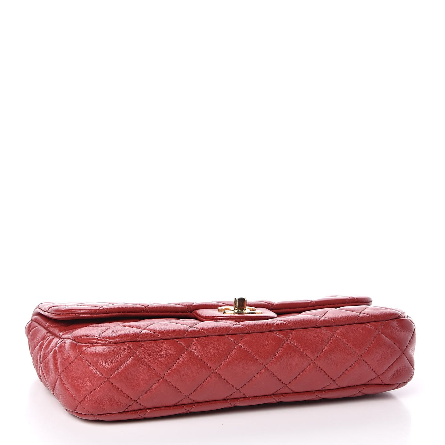Lambskin Quilted Medium Cruise Charm Flap Red