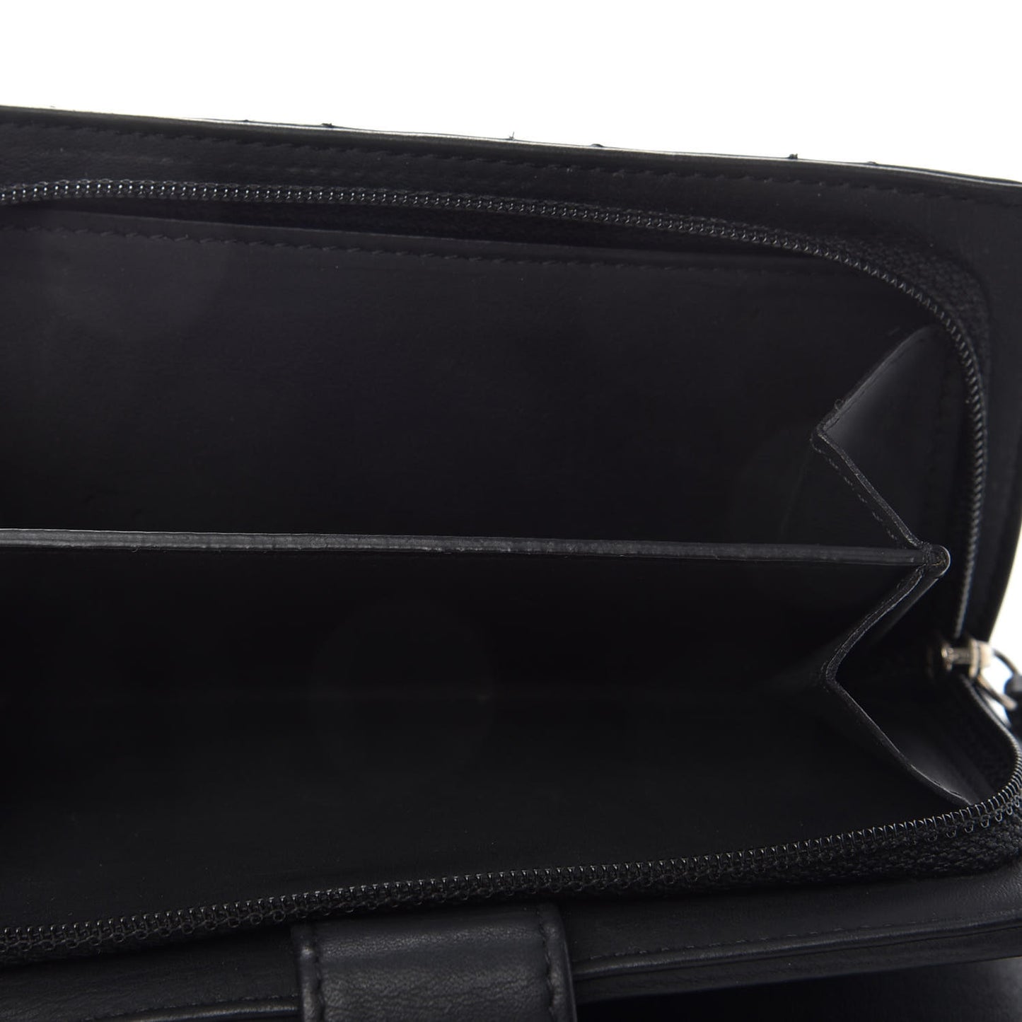 Lambskin Quilted Zipped Pocket Wallet Black