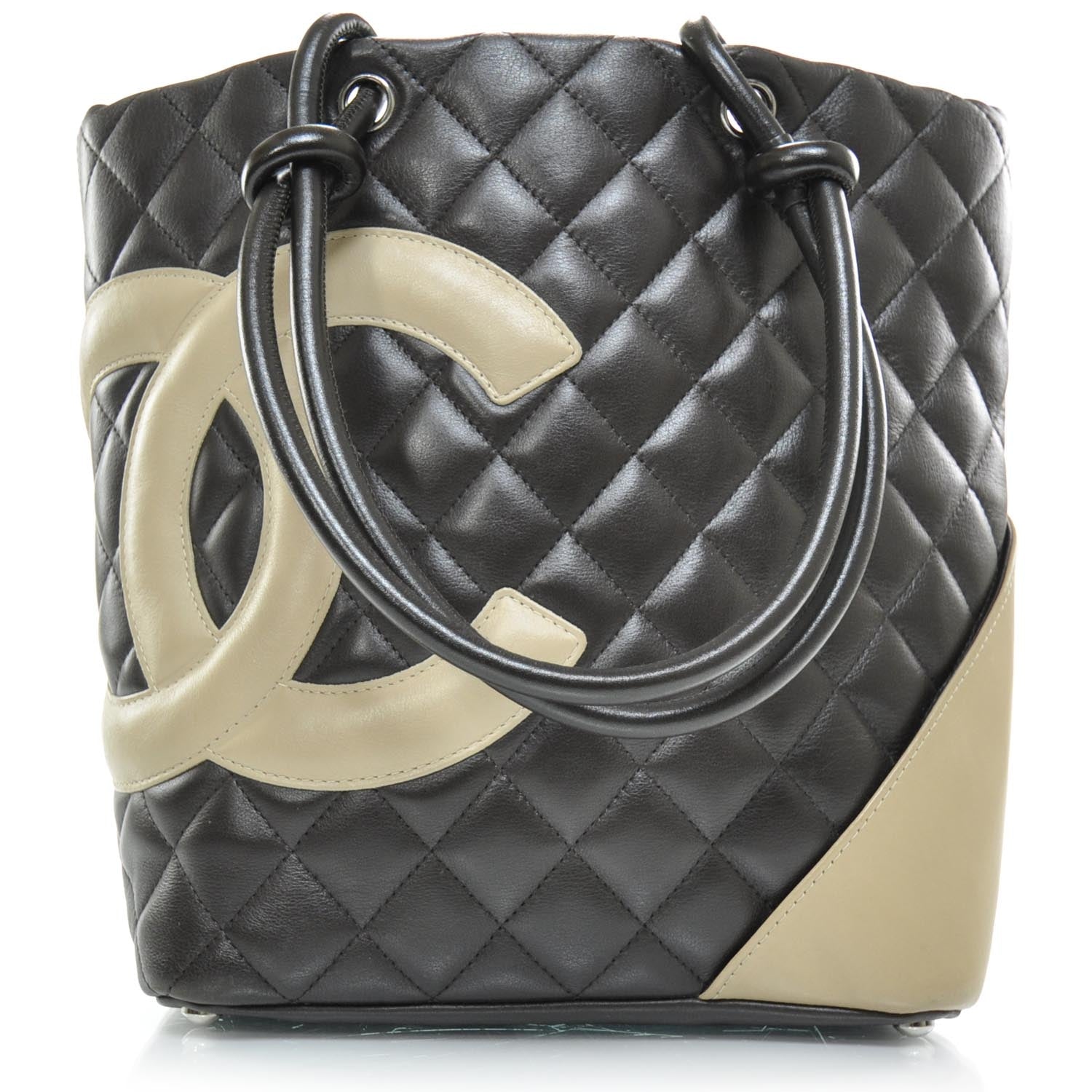 Chanel Calfskin Quilted Medium Cambon Tote Brown Beige 1 of 10