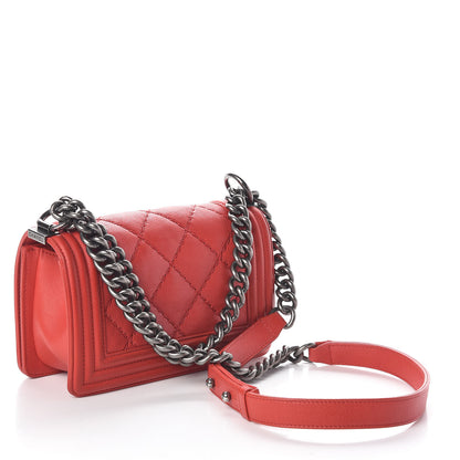 Chanel Calfskin Double Stitch Small Boy Flap Red 3 of 10