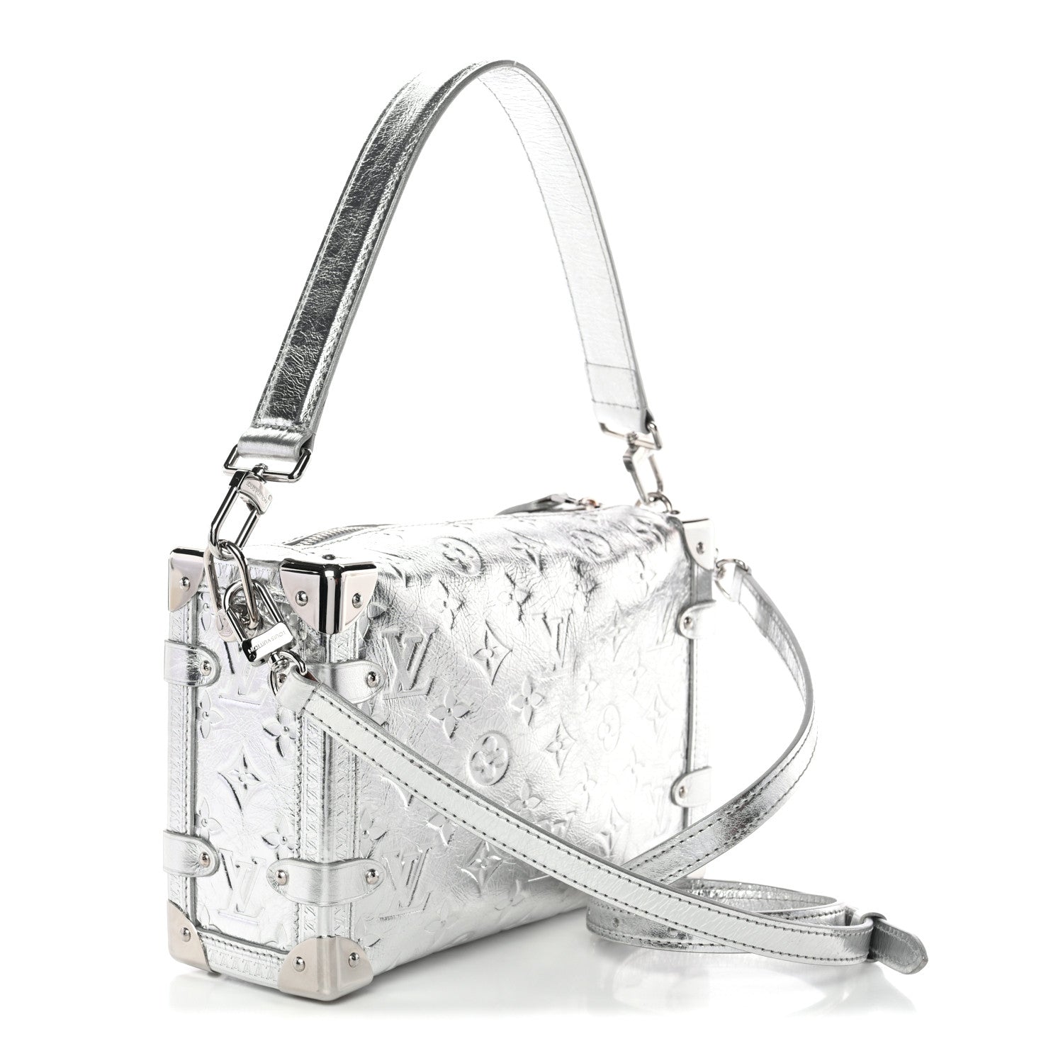 Louis Vuitton Calfskin Monogram Miroir LV Ski Side Trunk MM Silver Louis Vuitton Calfskin Monogram Miroir LV Ski Side Trunk MM Silver