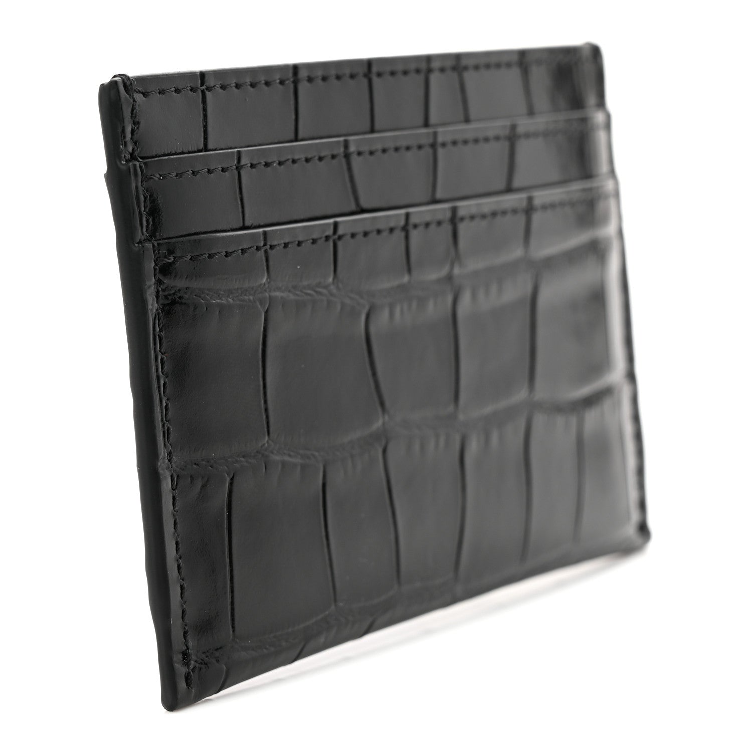 Chanel Calfskin Crocodile Embossed Crococo Card Holder Black 3 of 8