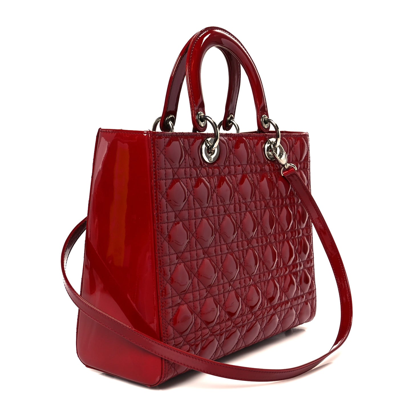 Patent Cannage Large Lady Dior Red