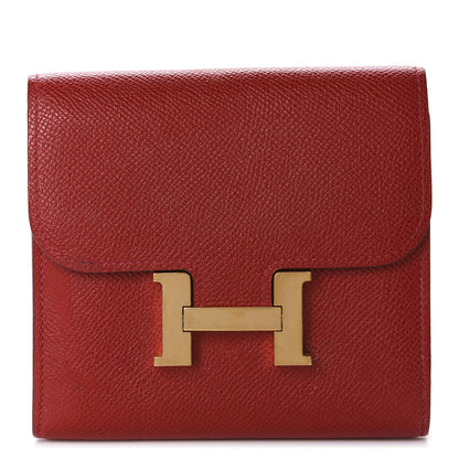 Hermes Epsom Constance Short Wallet Rouge Casaque 1 of 8