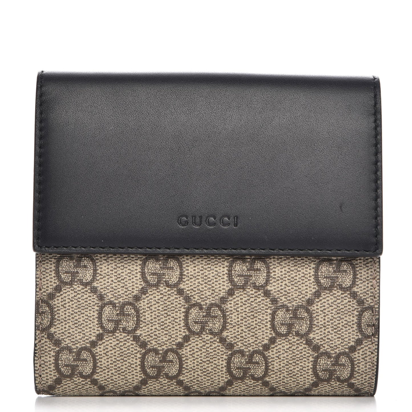 GG Supreme Monogram French Flap Wallet Black