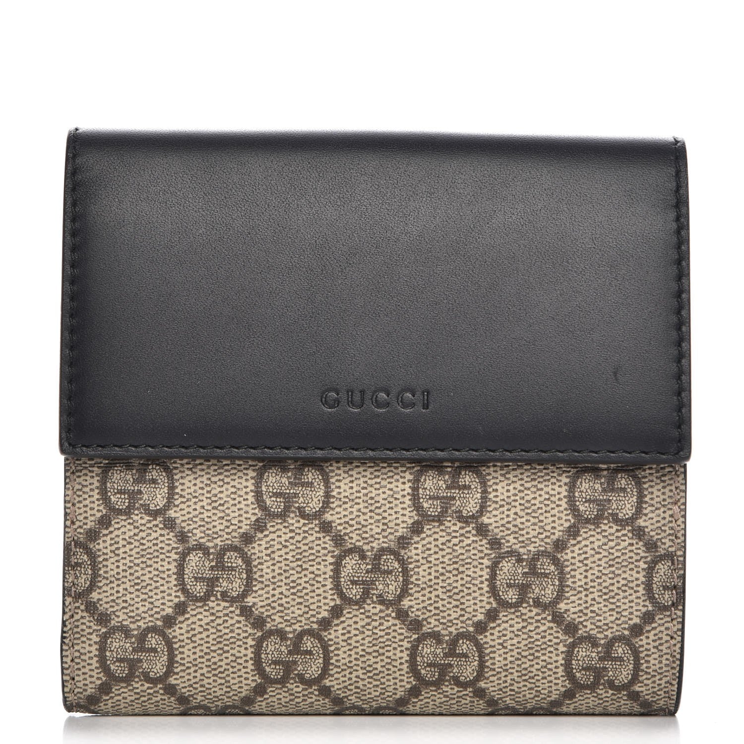 Gucci GG Supreme Monogram French Flap Wallet Black 1 of 8