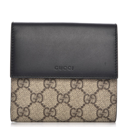 Gucci GG Supreme Monogram French Flap Wallet Black 1 of 8