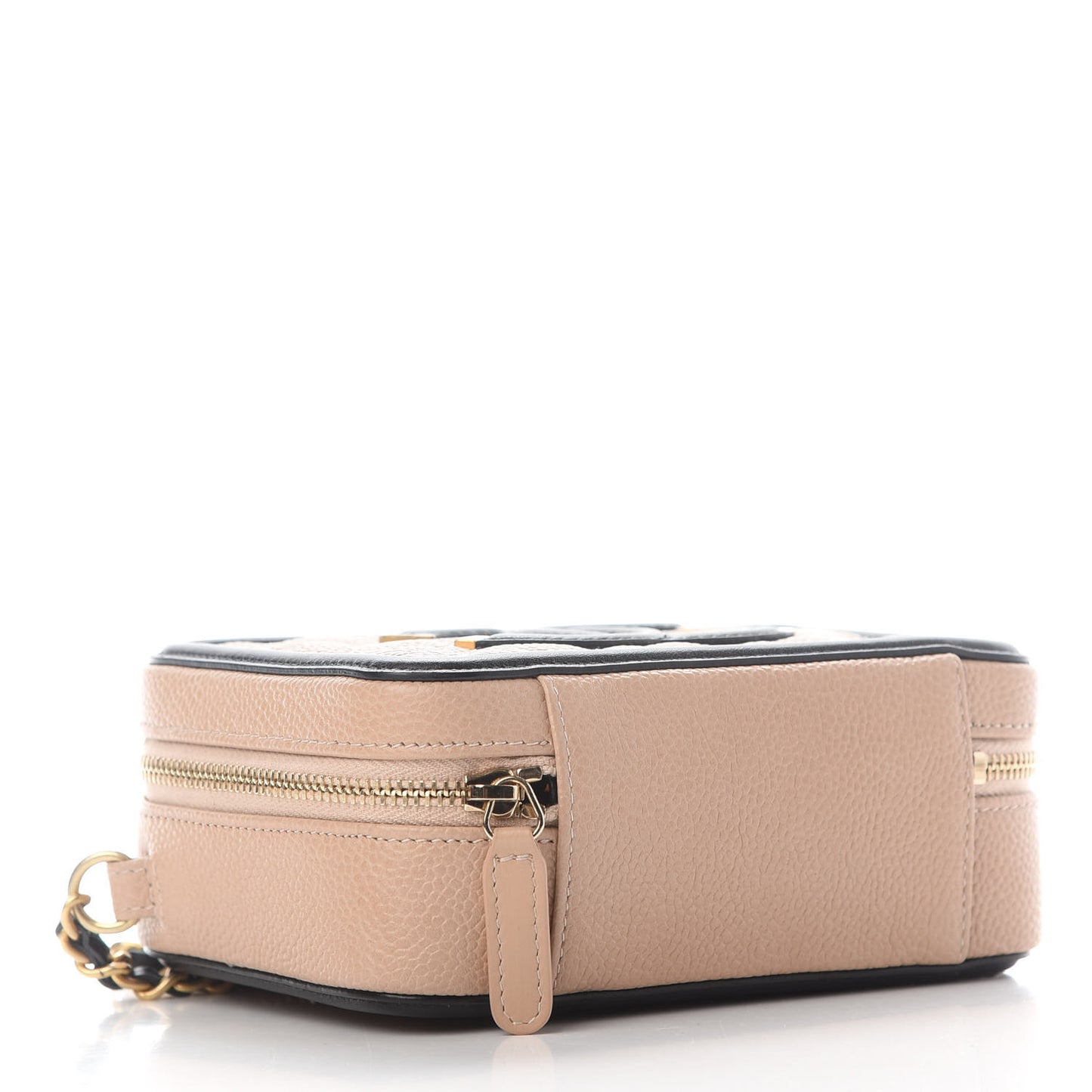 Caviar Quilted CC Filigree Vanity Clutch With Chain Beige Black