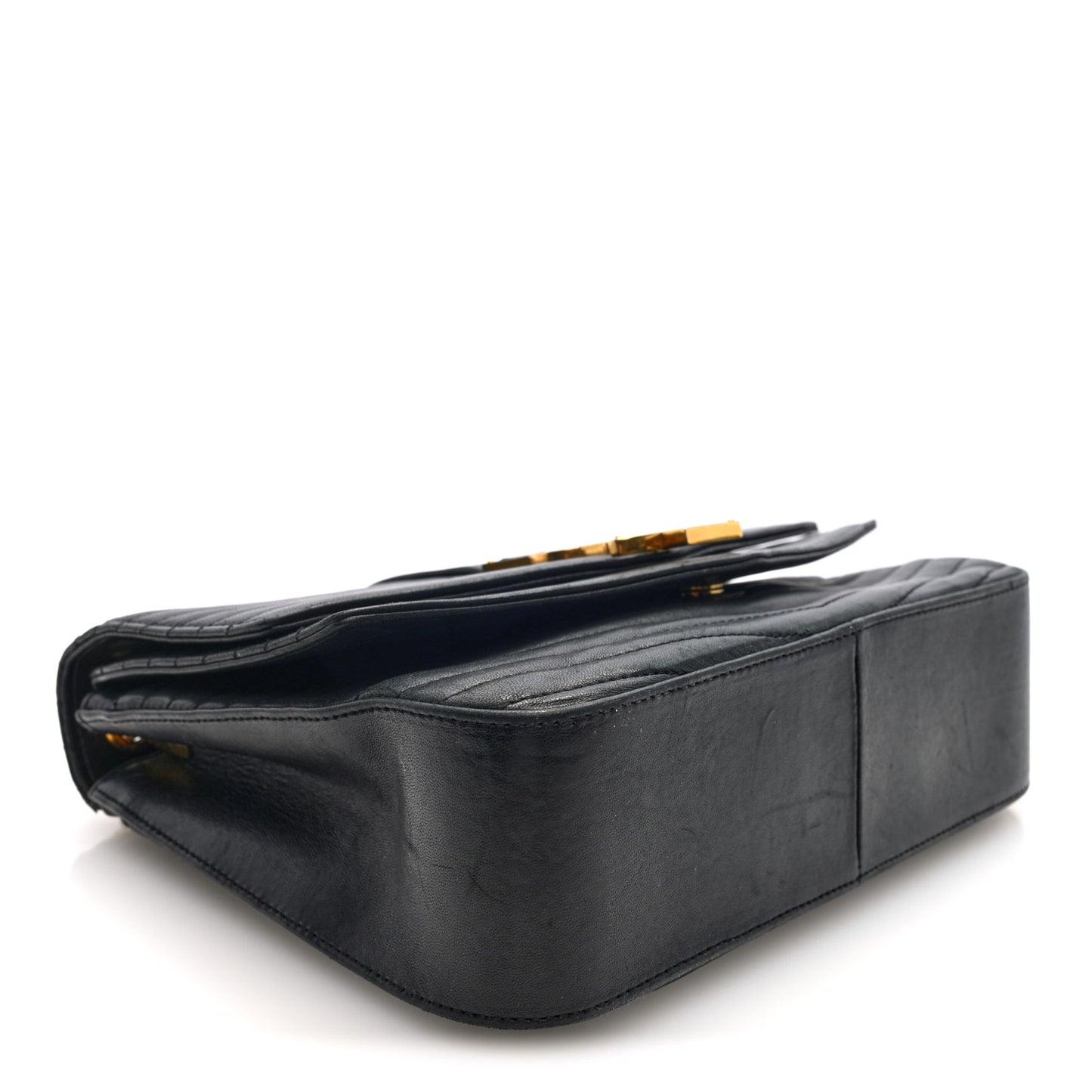 Lambskin Matelasse Chevron Monogram Medium Sulpice Bag Black