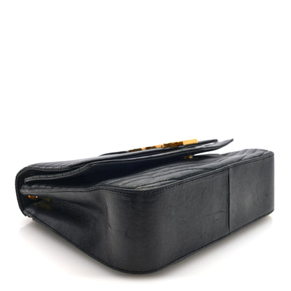 Saint Laurent Lambskin Matelasse Chevron Monogram Medium Sulpice Bag Black 4 of 9