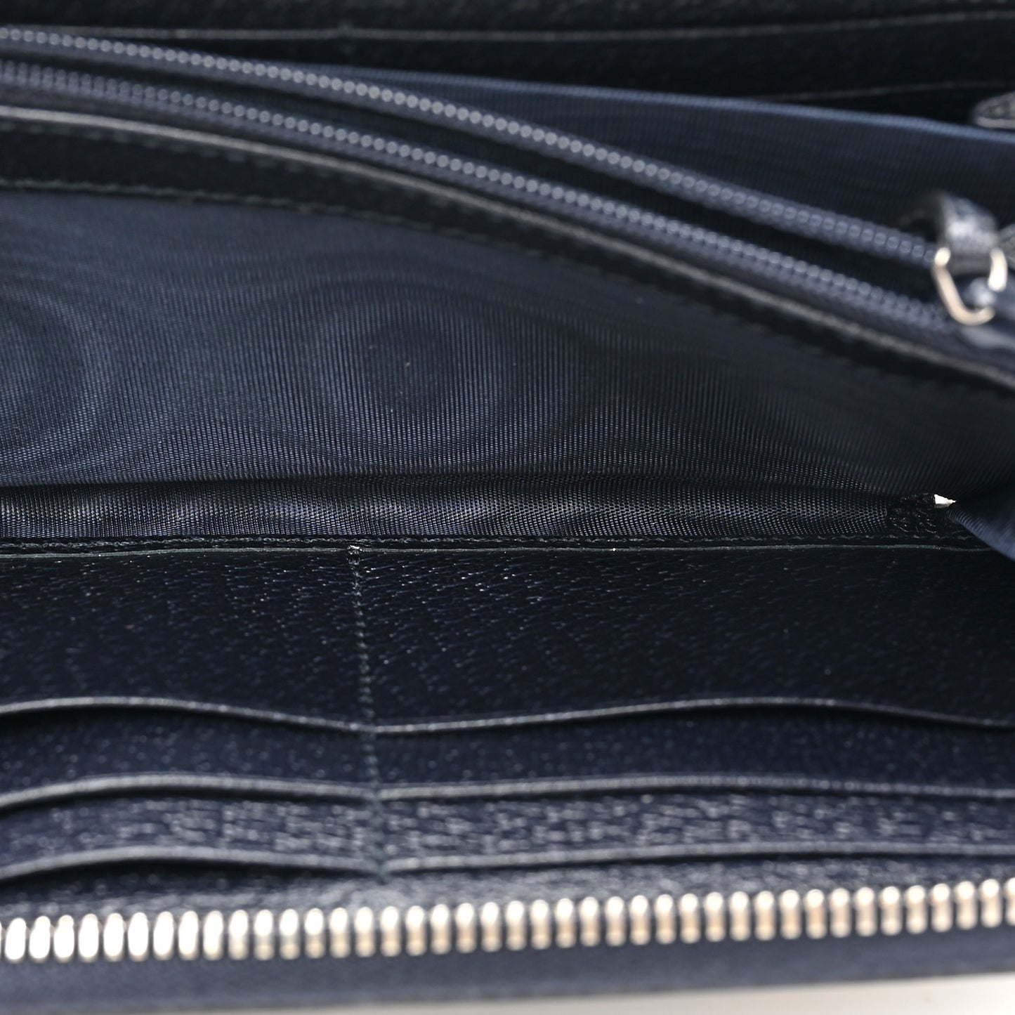 GG Supreme Monogram Textured Dollar Calfskin Web Ophidia Zip Around Wallet Beige Blue