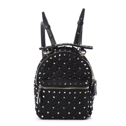 Valentino Garavani Nylon Quilted Mini Rockstud Spike Backpack Black 1 of 7