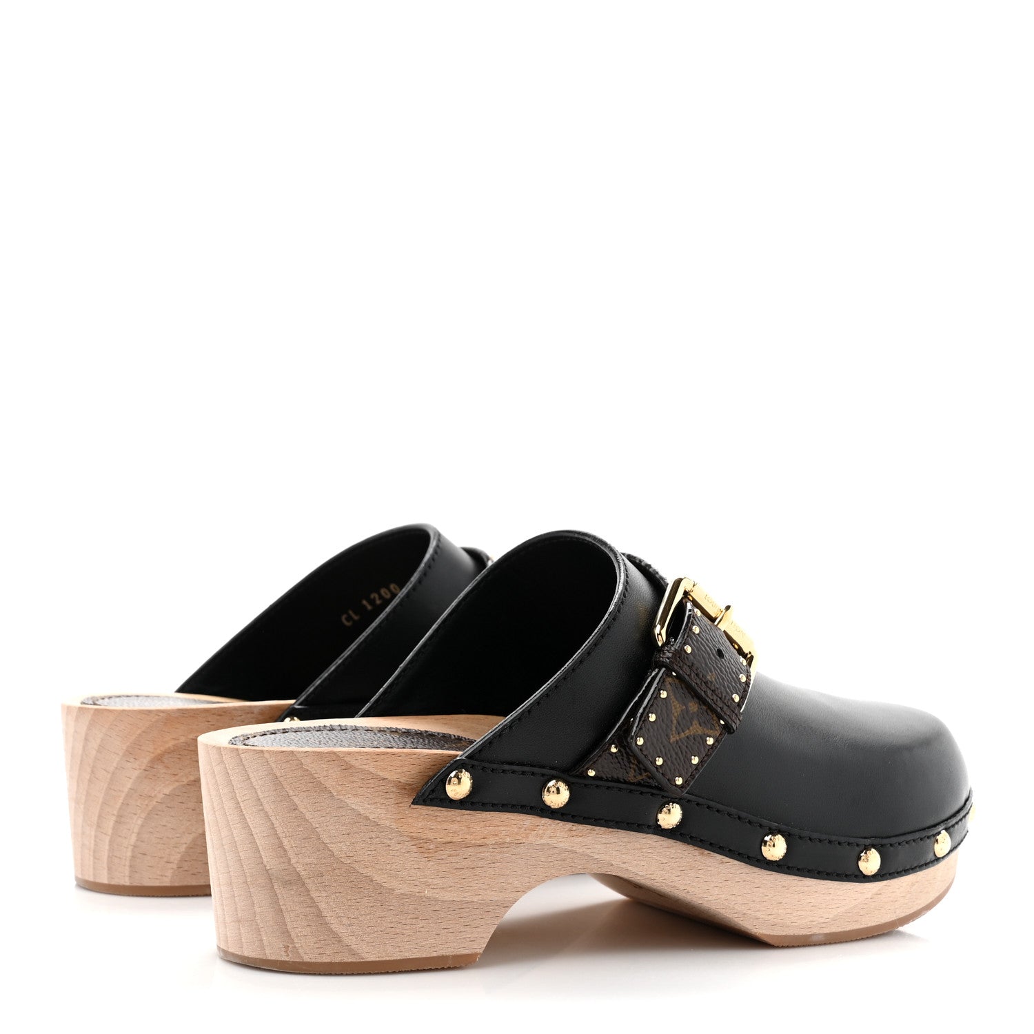 Louis Vuitton Calfskin Patent Monogram Cottage Clog Mules 37 Black 5 of 9