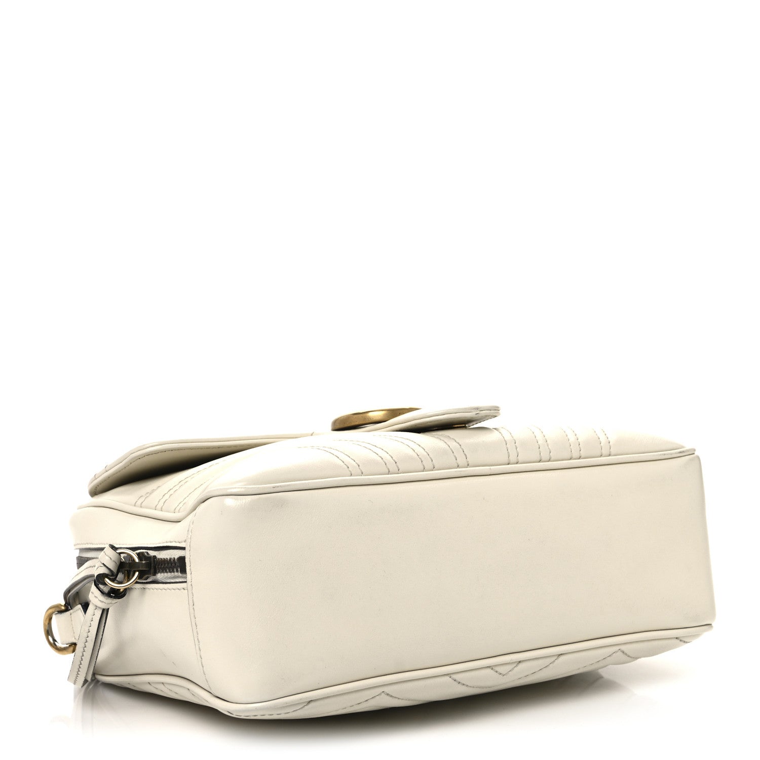 Gucci Calfskin Matelasse Sylvie Web Small GG Marmont Top Handle Shoulder Bag White 4 of 13