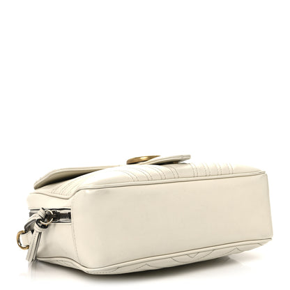 Gucci Calfskin Matelasse Sylvie Web Small GG Marmont Top Handle Shoulder Bag White 4 of 13