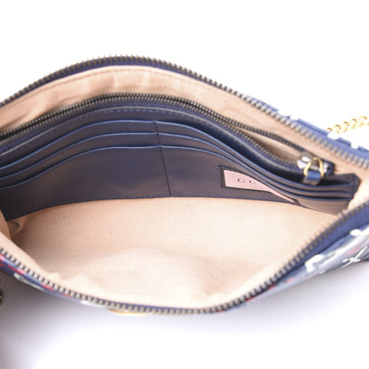 Gucci Calfskin Matelasse GucciGhost Mini GG Marmont Chain Bag Blue Agata Hibiscus Red 4 of 9
