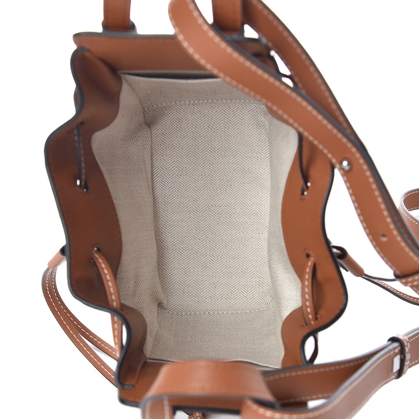 Calfskin Canvas Mini Hammock Shoulder Bag Natural Tan