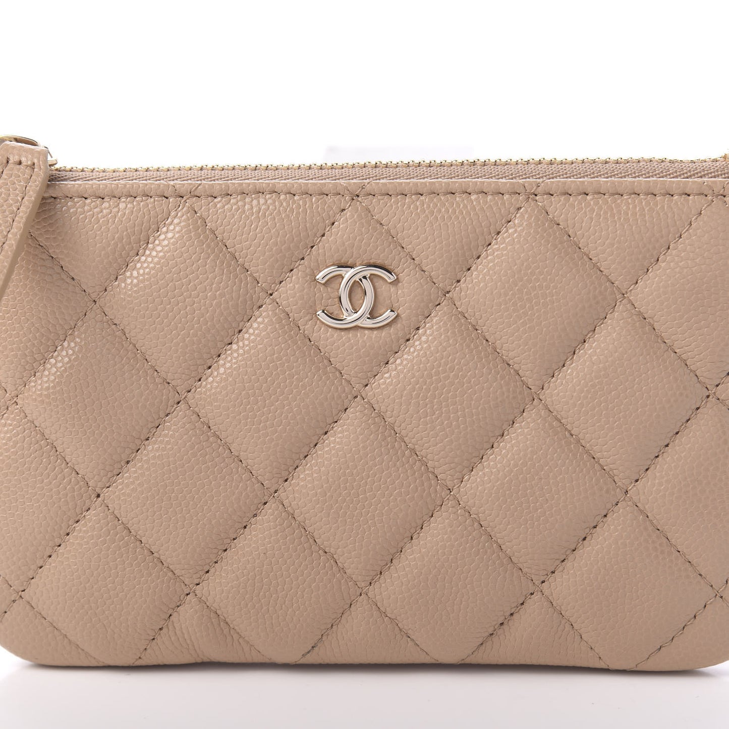 Caviar Quilted Small Cosmetic Case Beige