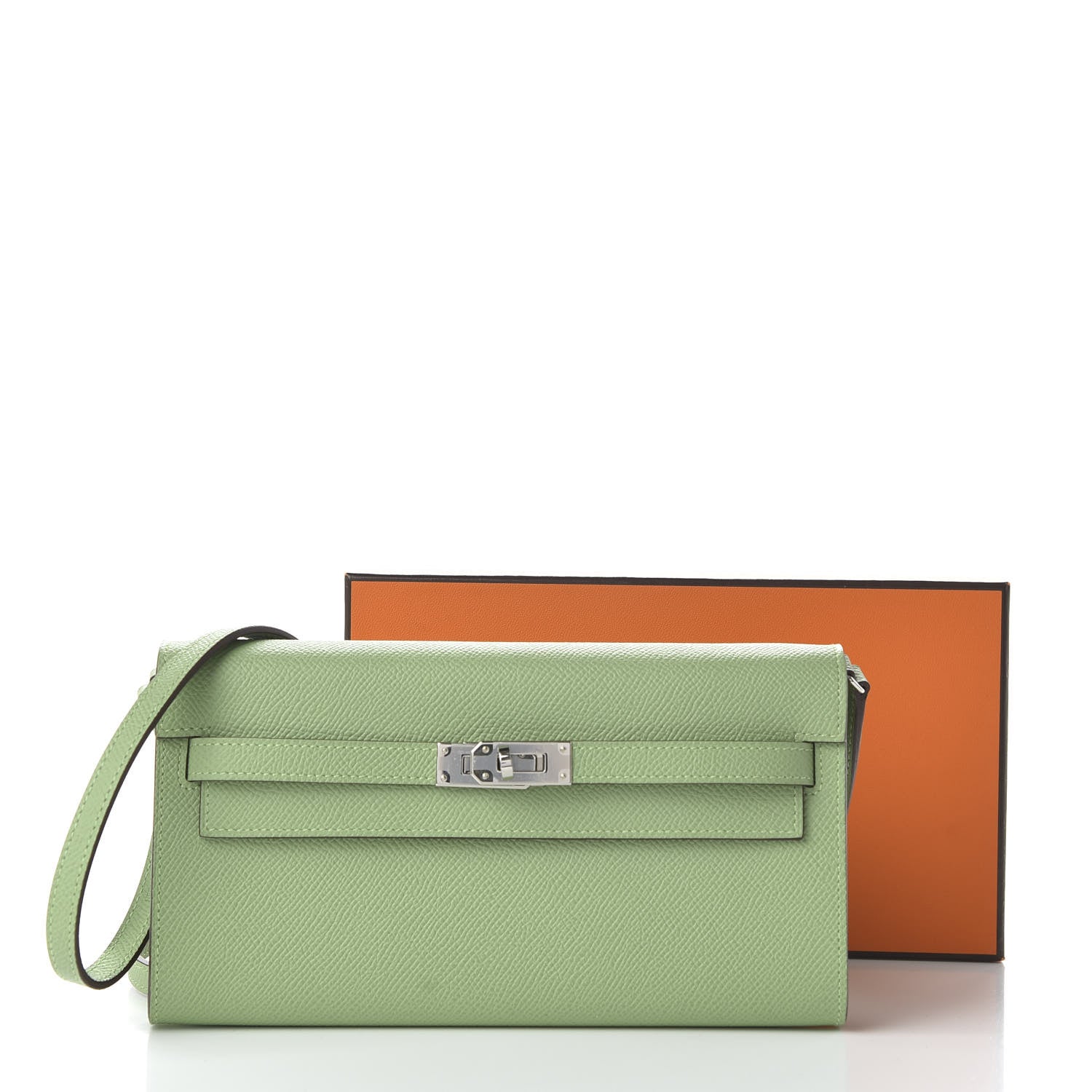 Hermes Epsom Verso Kelly Wallet To Go Vert Criquet Bleu Brume 10 of 10