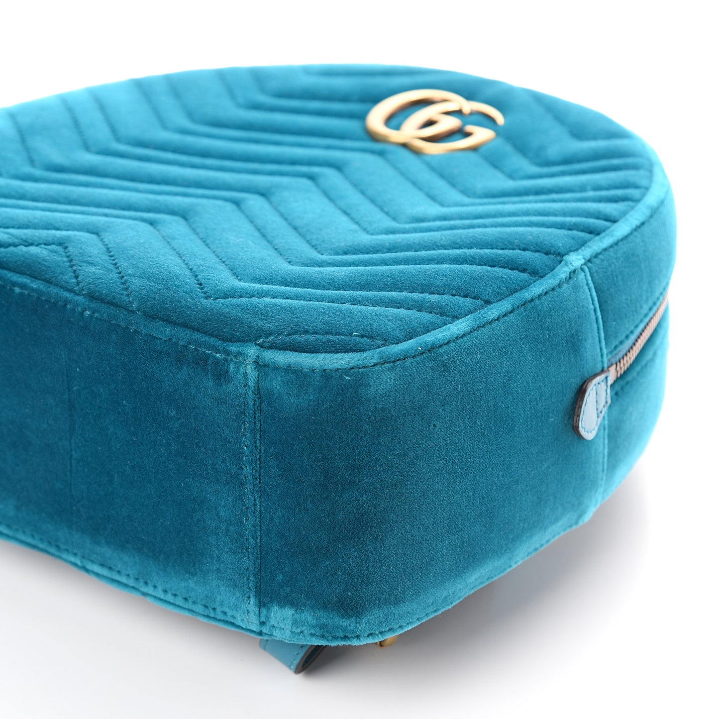 Velvet Matelasse GG Marmont Dome Backpack Pavone Cyan