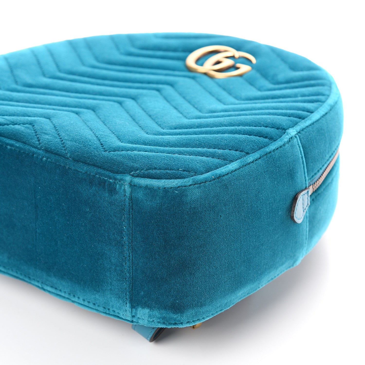 Gucci Velvet Matelasse GG Marmont Dome Backpack Pavone Cyan 8 of 8