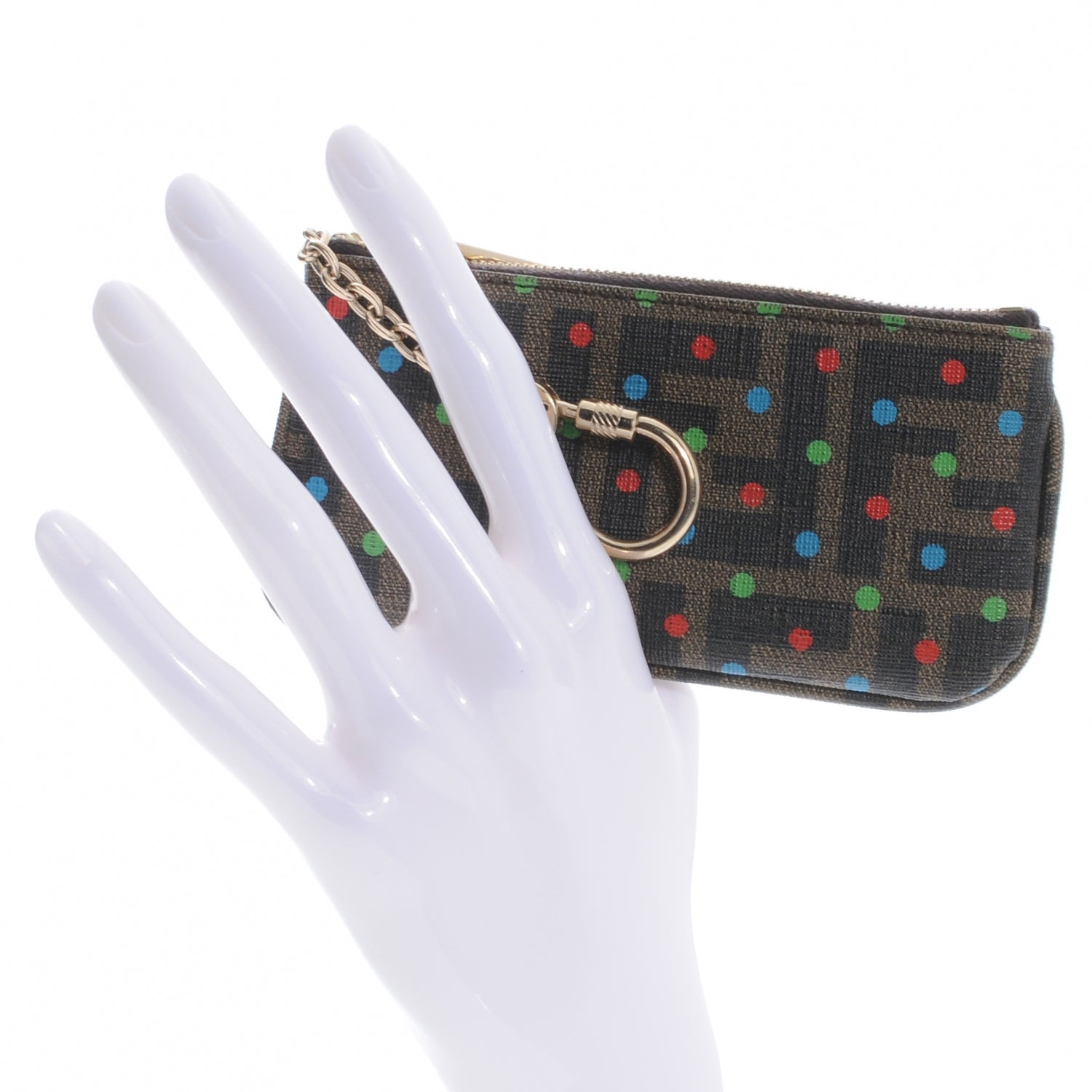 Fendi Zucca Spalmati Polka Dot Coin Pouch Key Case Tobacco Multicolor 2 of 7