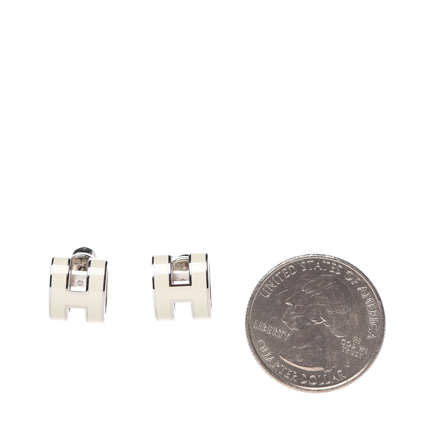 Hermes Palladium Lacquered Pop H Earrings White 2 of 5
