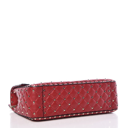 Valentino Garavani Lambskin Large Rockstud Spike Shoulder Bag Red 5 of 12